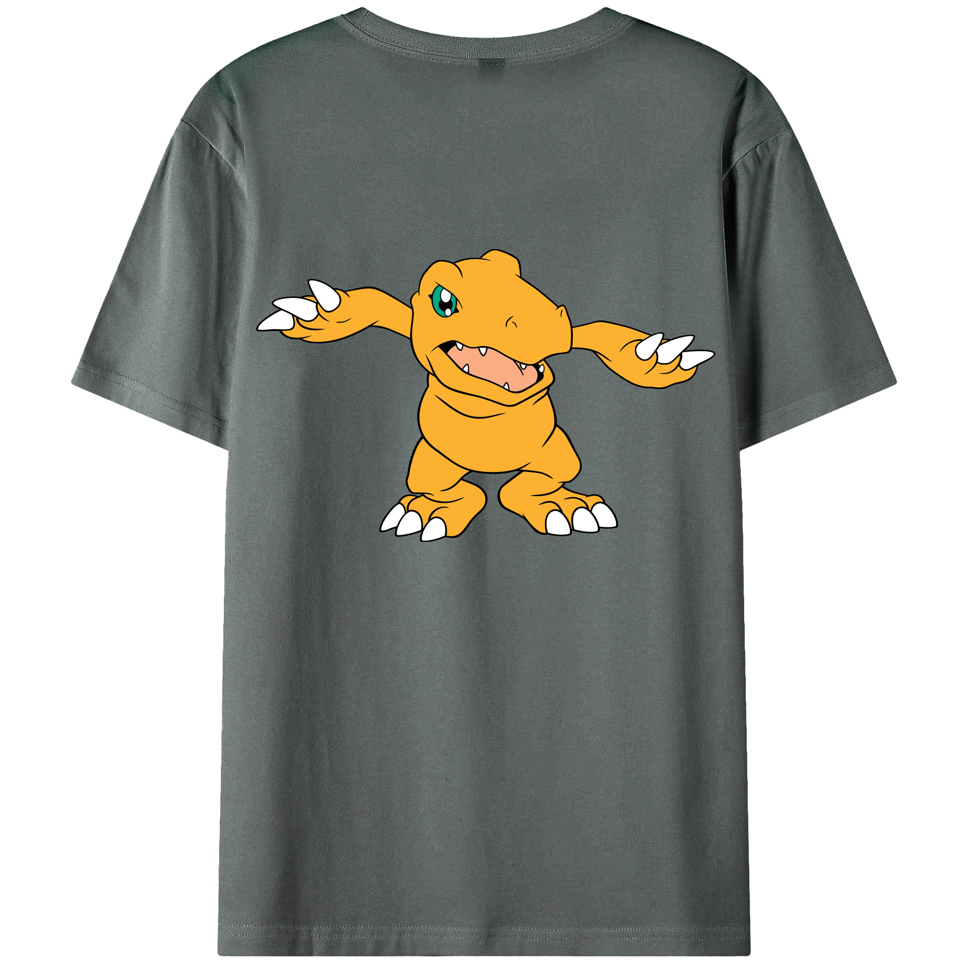 （画像用） Digimon デジタルモンスター/デジモン 綿100％ メンズ半袖Tシャツ（バックプリント） 通気性